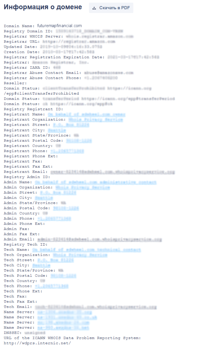 информация по домену futuremapfinancial.com