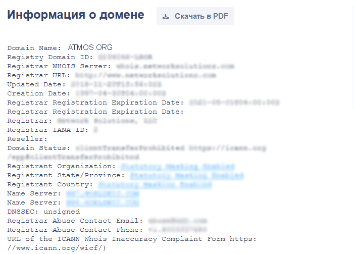 информация по домену atmos.org