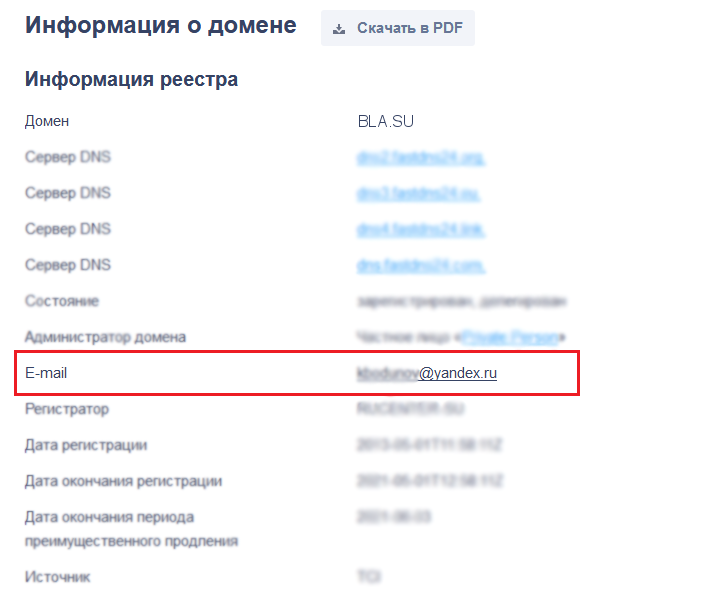 информация по домену bla.su